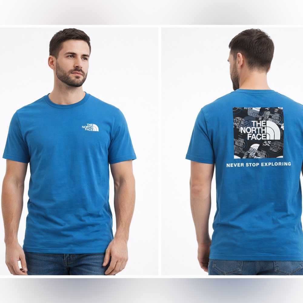 The North Face‎ Logo graphic T-shirt Dusk Blue Men’s Small Never Stop Exploring
